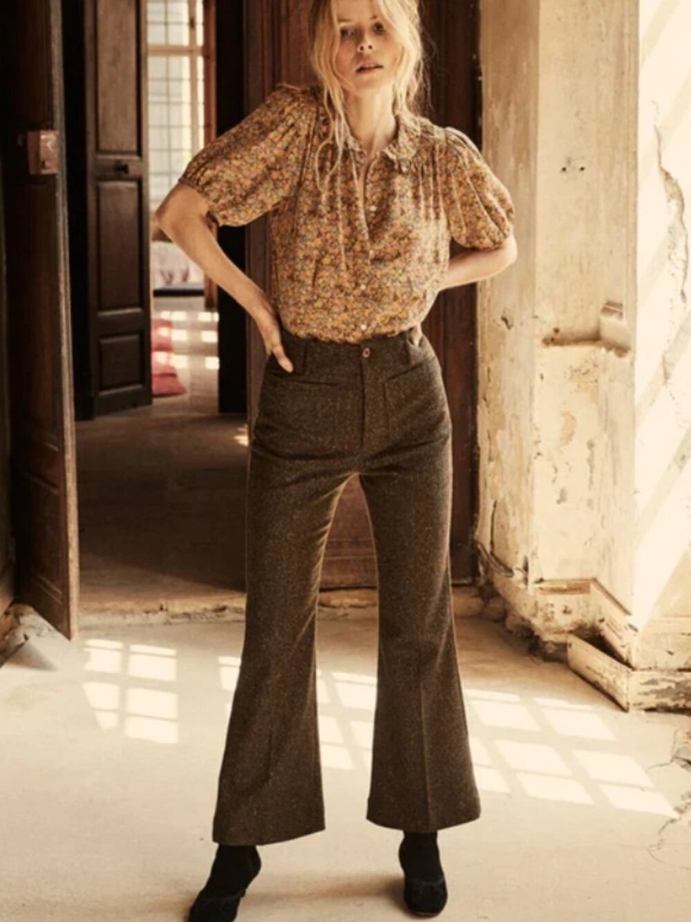 Doen Minnow High Rise Flare Pant in Fern Size 2